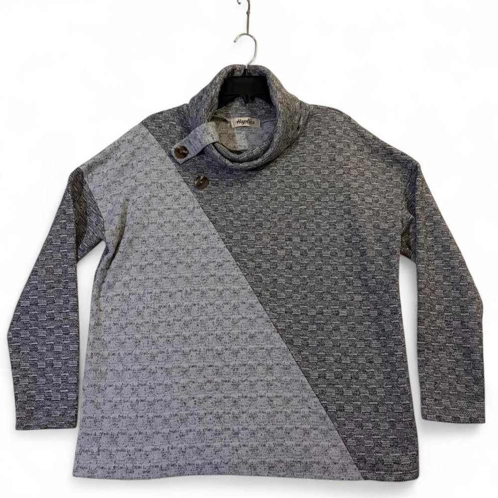 Haptics Womens Gray Colorblock Cowl Neck Marled Knit Sweater XL